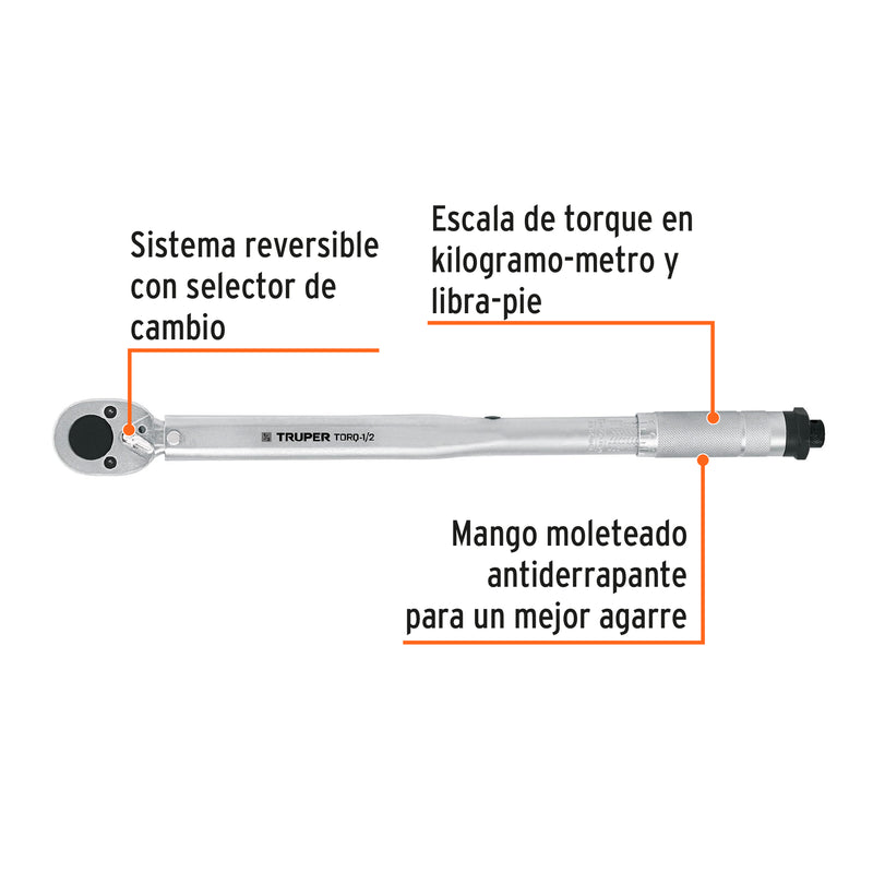 Torquimetro de Trueno 2 Lecturas 20-150 Ib-ft Cuadro 1/2" Truper