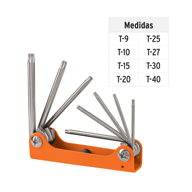 Juego de 8 Llaves Hexagonales Torx Tipo Navaja Truper