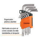 Juego de 9 Llaves Torx con Organizador Abatible Truper