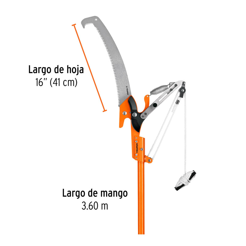 Cortador de Ramas Altas Mango Telescopico 3.6 mts Truper