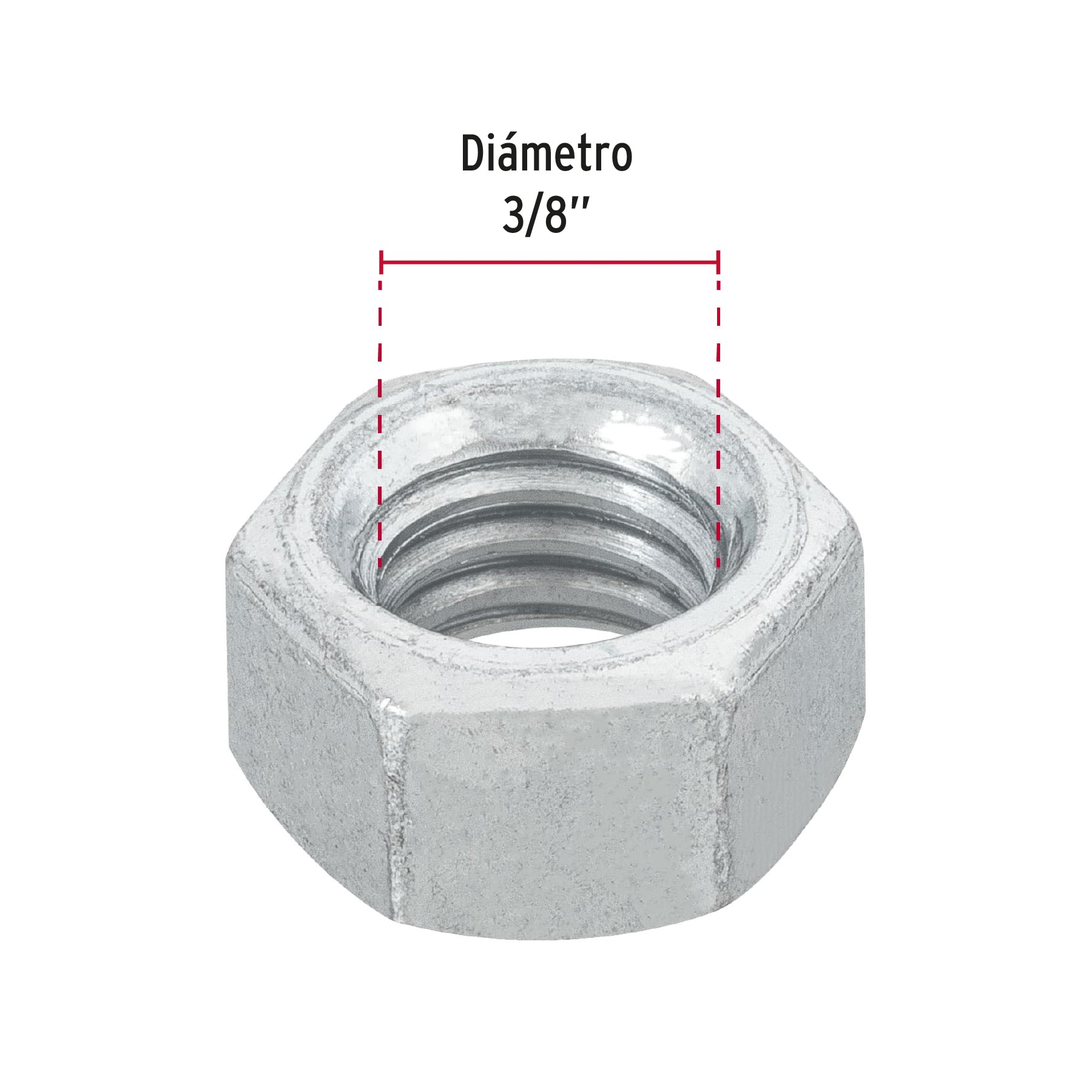 Tuerca Hexagonal 3/8" (10 mm) Fiero Blister 12 Piezas