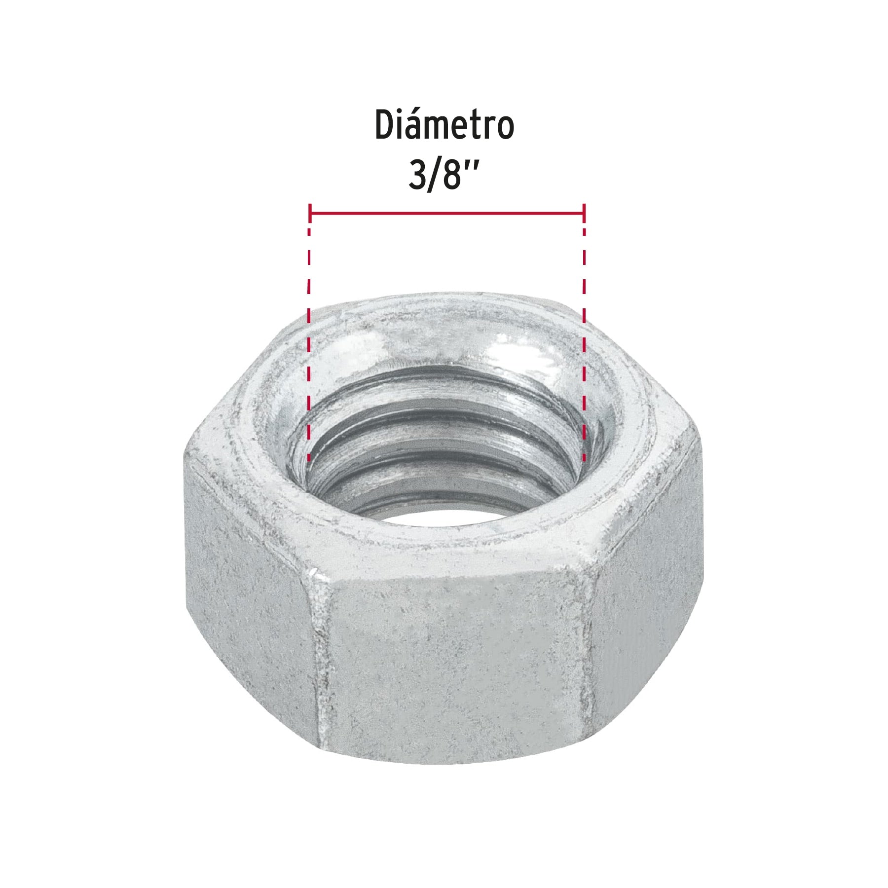 Tuerca Hexagonal 3/8" (10 mm) Fiero Bolsa 100 Piezas