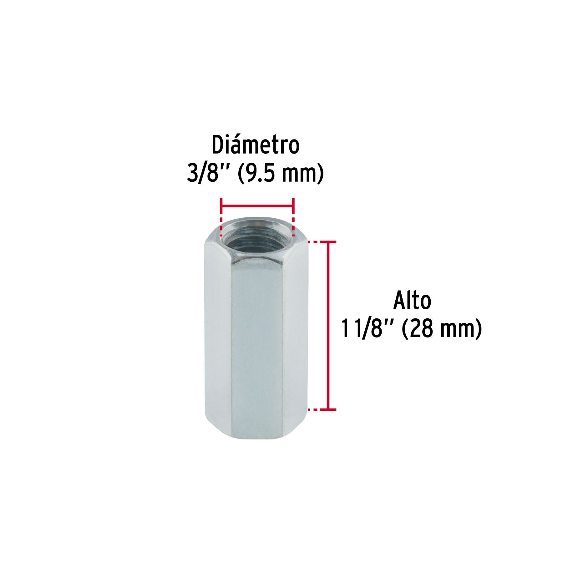 Tuerca Cople 3/8" Fiero Bolsa 5 Piezas