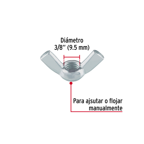 Tuerca Mariposa 3/8" Fiero Bolsa 50 Piezas