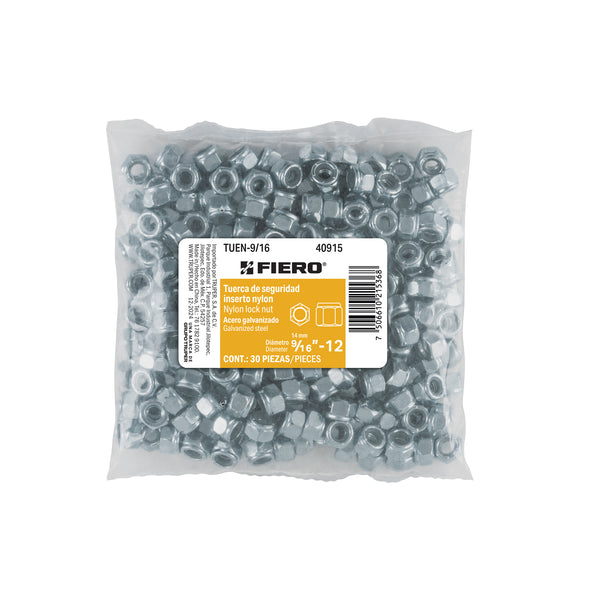 Tuerca de Seguridad 1/4" (6 mm) Fiero Bolsa 250 Piezas