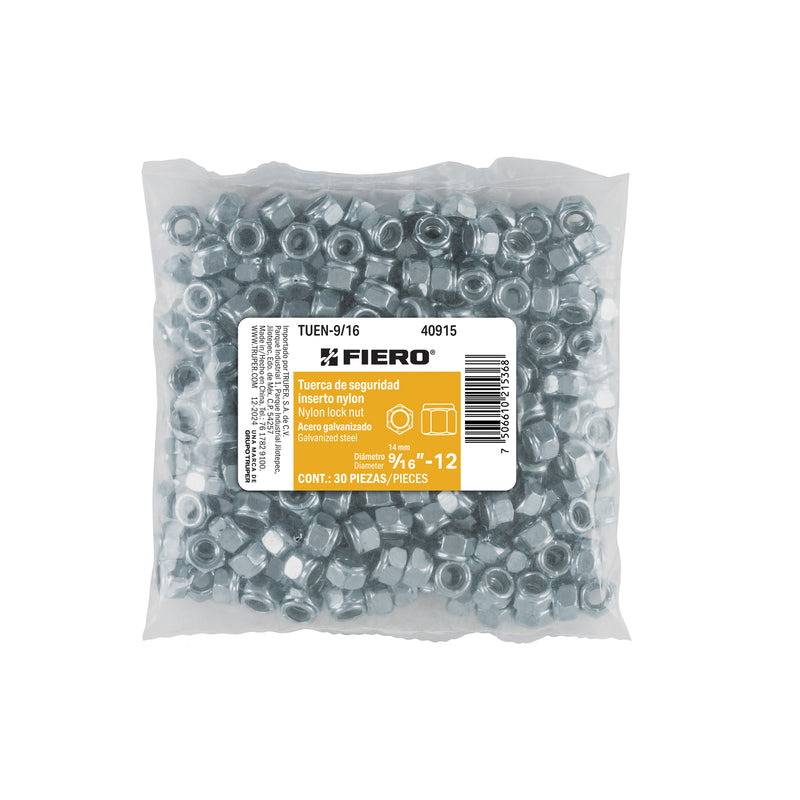 Tuerca de Seguridad 1/4" (6 mm) Fiero Bolsa 250 Piezas