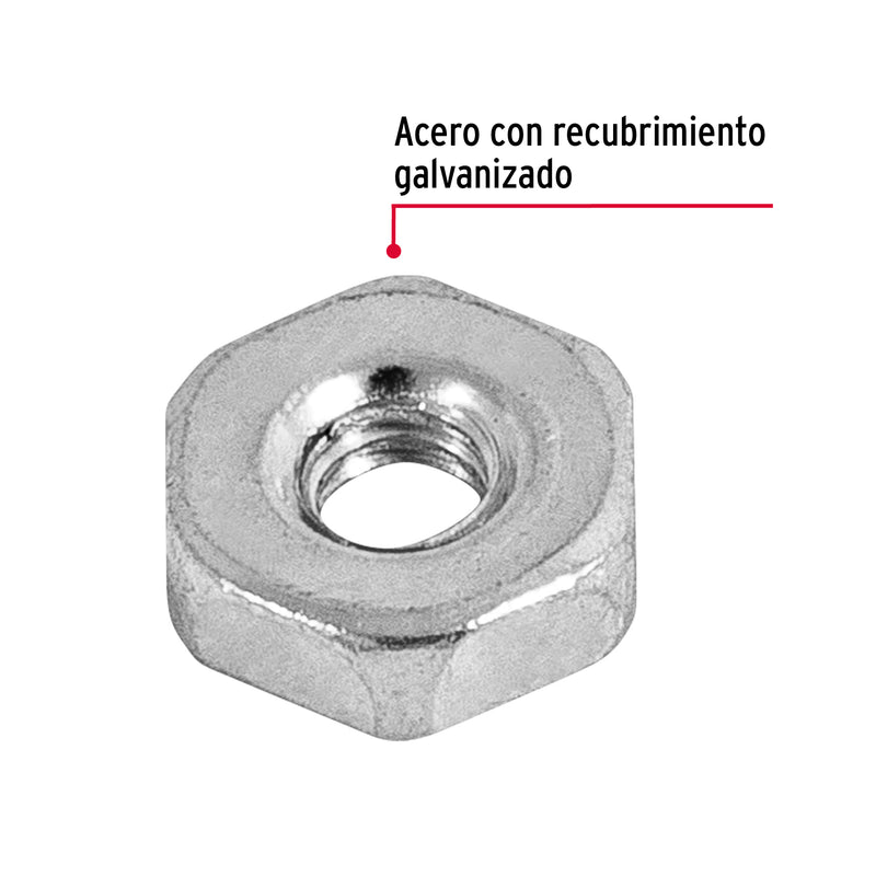 Tuerca Hexagonal 1/8" (3 mm) Fiero 100 Piezas