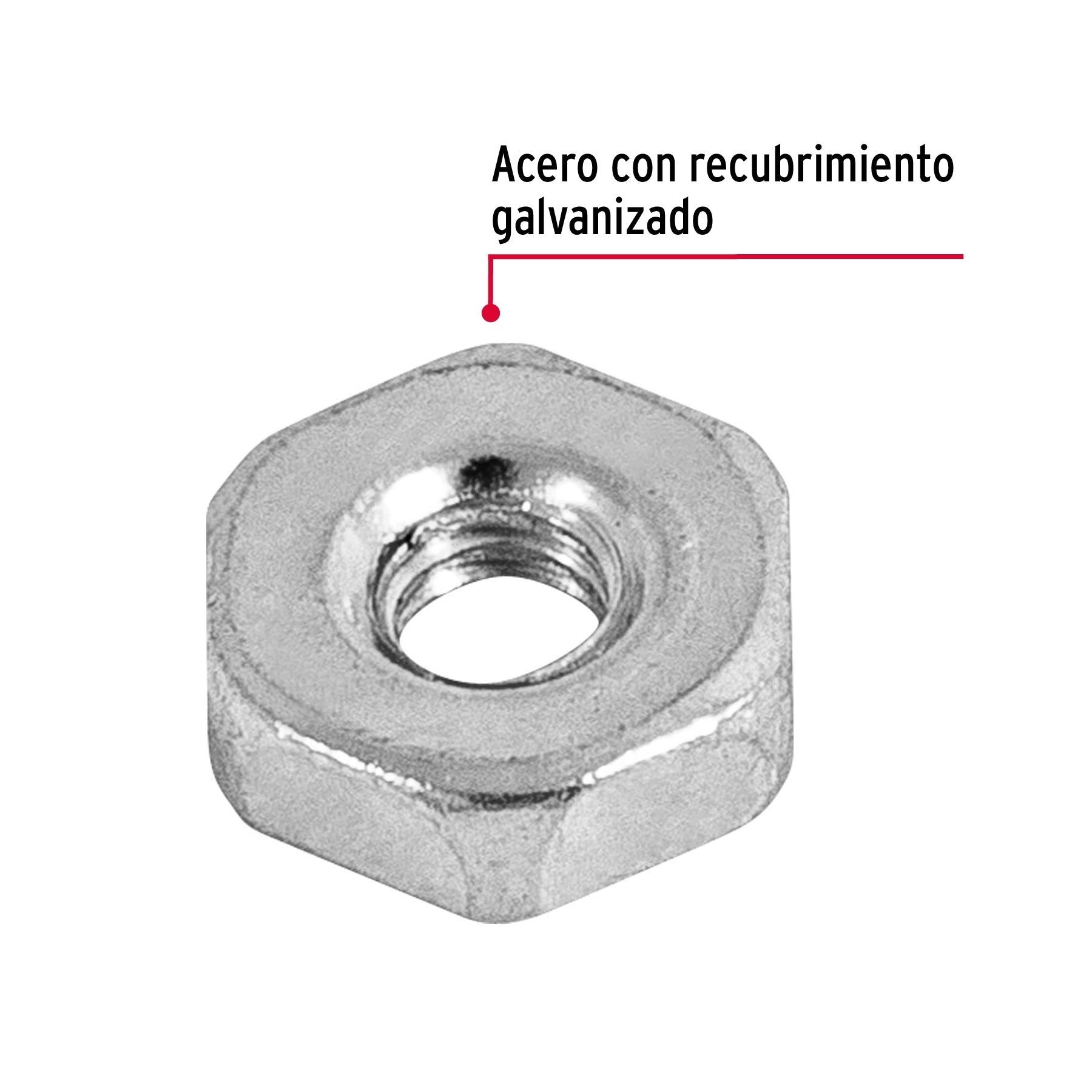 Tuerca Hexagonal 1/8" (3 mm) Fiero Bolsa 1,000 Piezas
