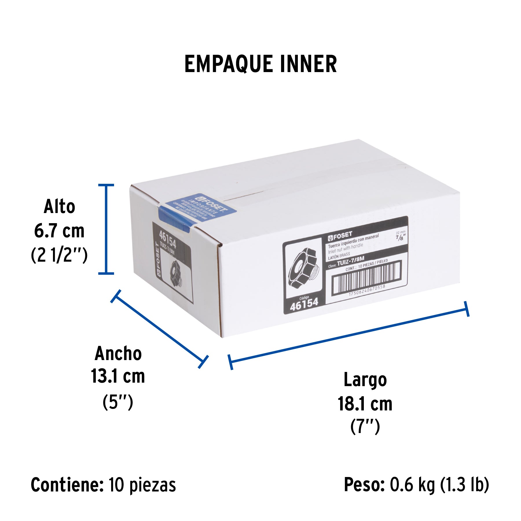 Tuerca Izquierda 7/8" para Gas con Maneral Plastico Foset