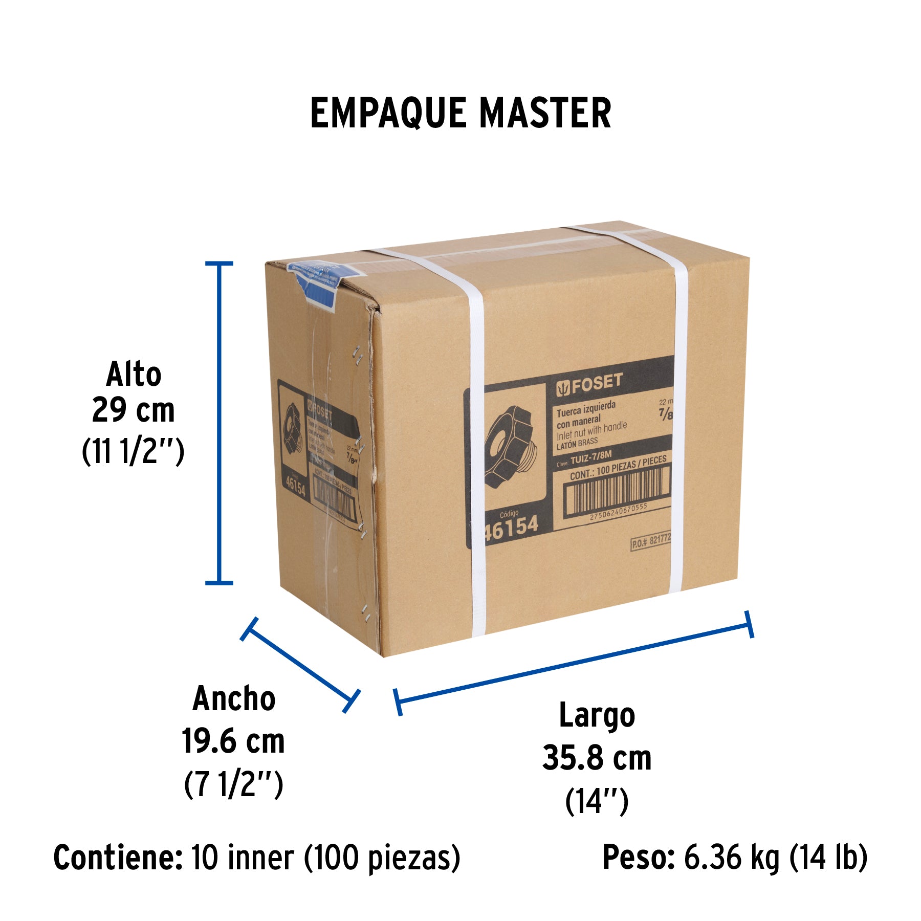 Tuerca Izquierda 7/8" para Gas con Maneral Plastico Foset