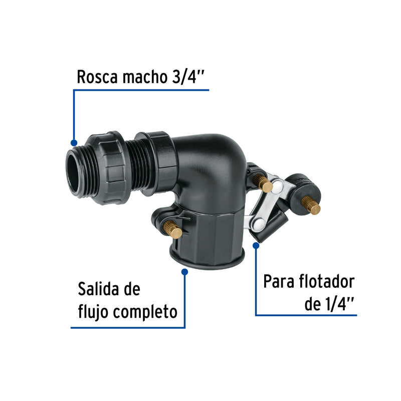 Valvula de Llenado Tanque Alto Plastico 3/4" (19 mm) Foset