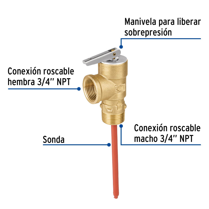 Valvula de Alivio Foset 3/4" para Boiler