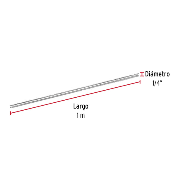 Varilla Roscada de 1 Metro x 1/4" (6 mm) Fiero