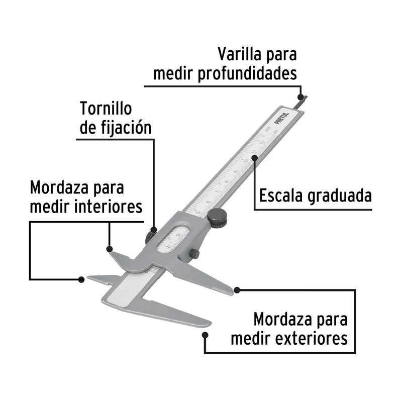 Calibrador Vernier de 5" Pretul