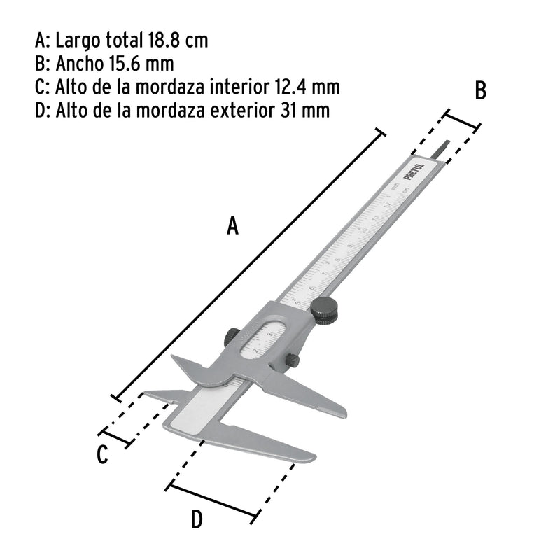 Calibrador Vernier de 5" Pretul