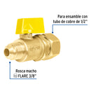 Valvula de Paso para Gas Tipo Barrilito 3/8" Flare X 1/2" NPT Foset