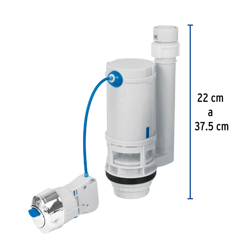 Valvula Descarga Dual 2" para Sanitario de 2 Piezas Boton Frontal, Lateral y Superior Foset