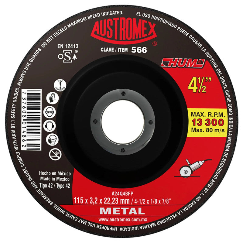 Disco Corte de Metal  4"1/2 Hum 566 Austromex