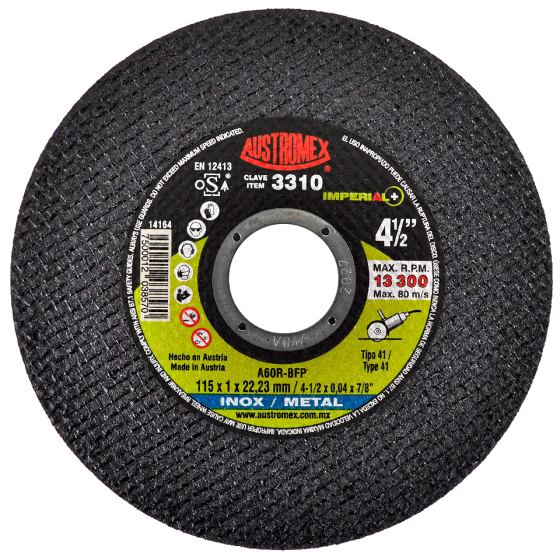 Disco Corte de Metal y Acero Inoxidable  4"1/2 Imperial 3310 Austromex