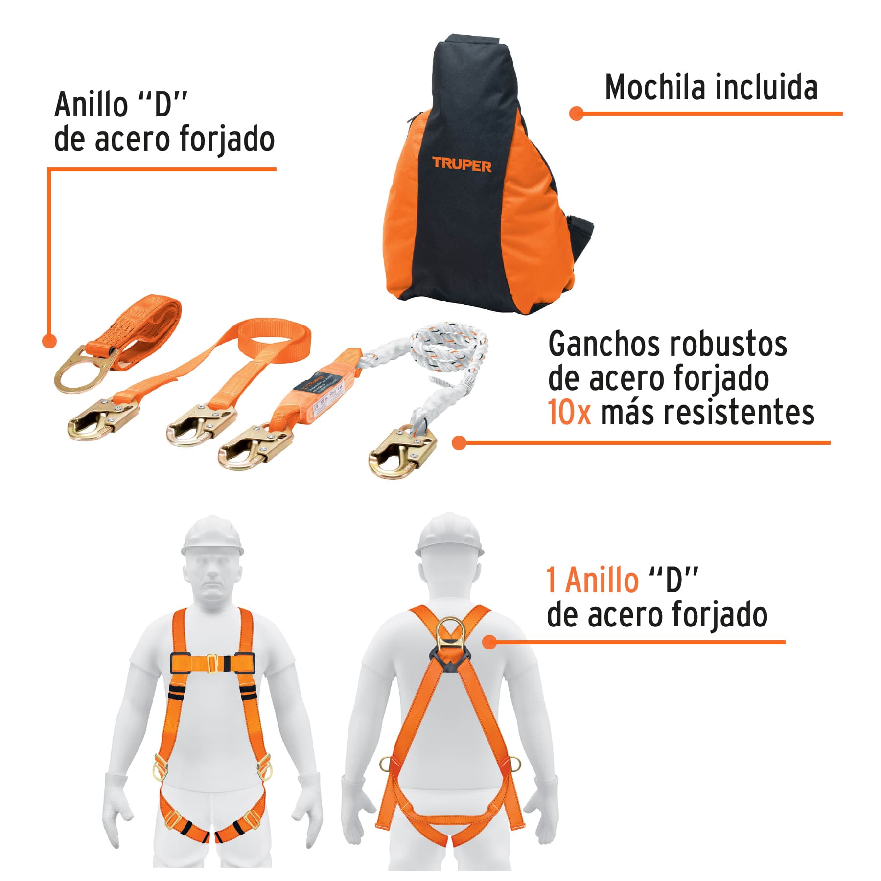 Kit Contra Caidas con 3 Anillos ANSI Truper