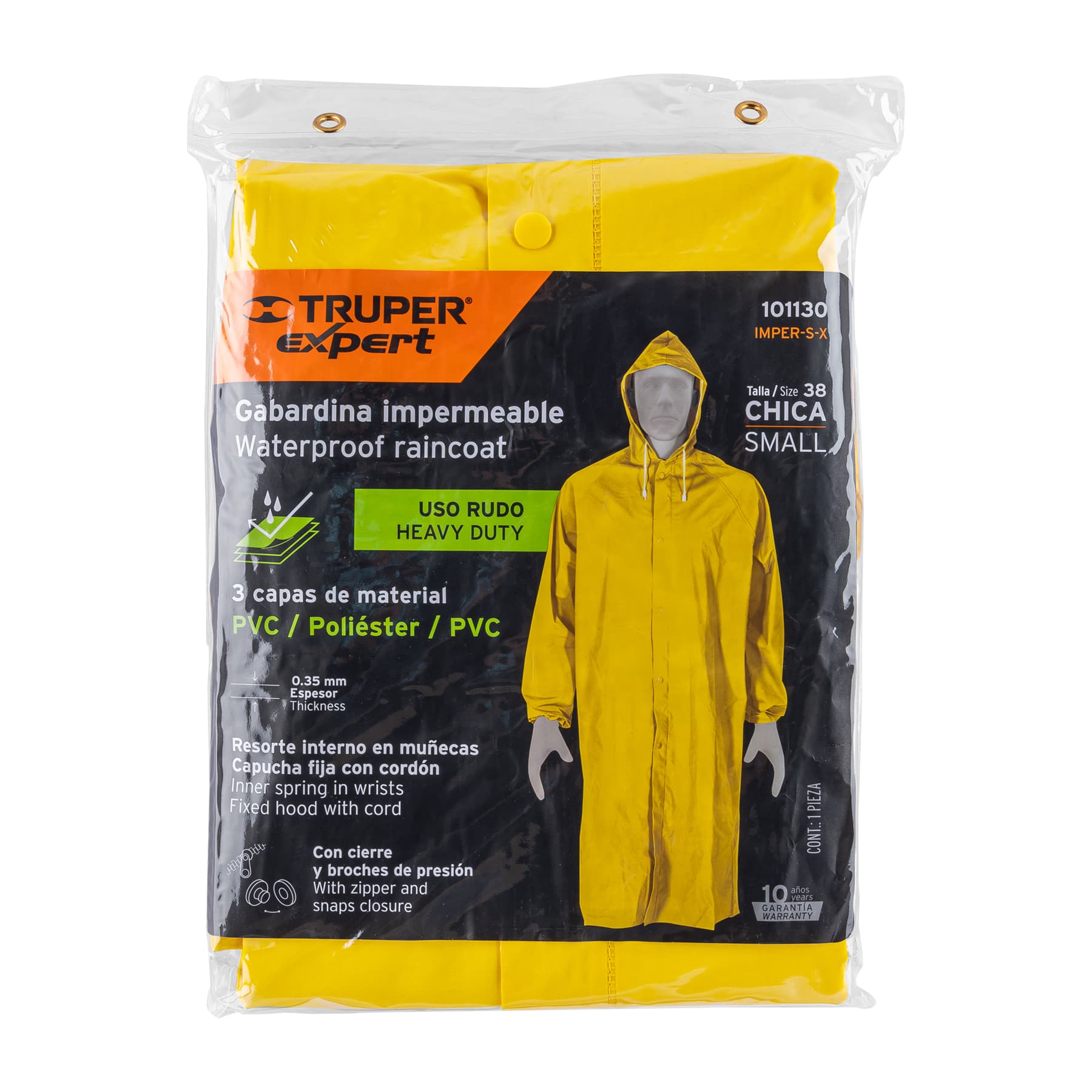 Gabardina Impermeable Triple Capa Truper Expert Talla Chica