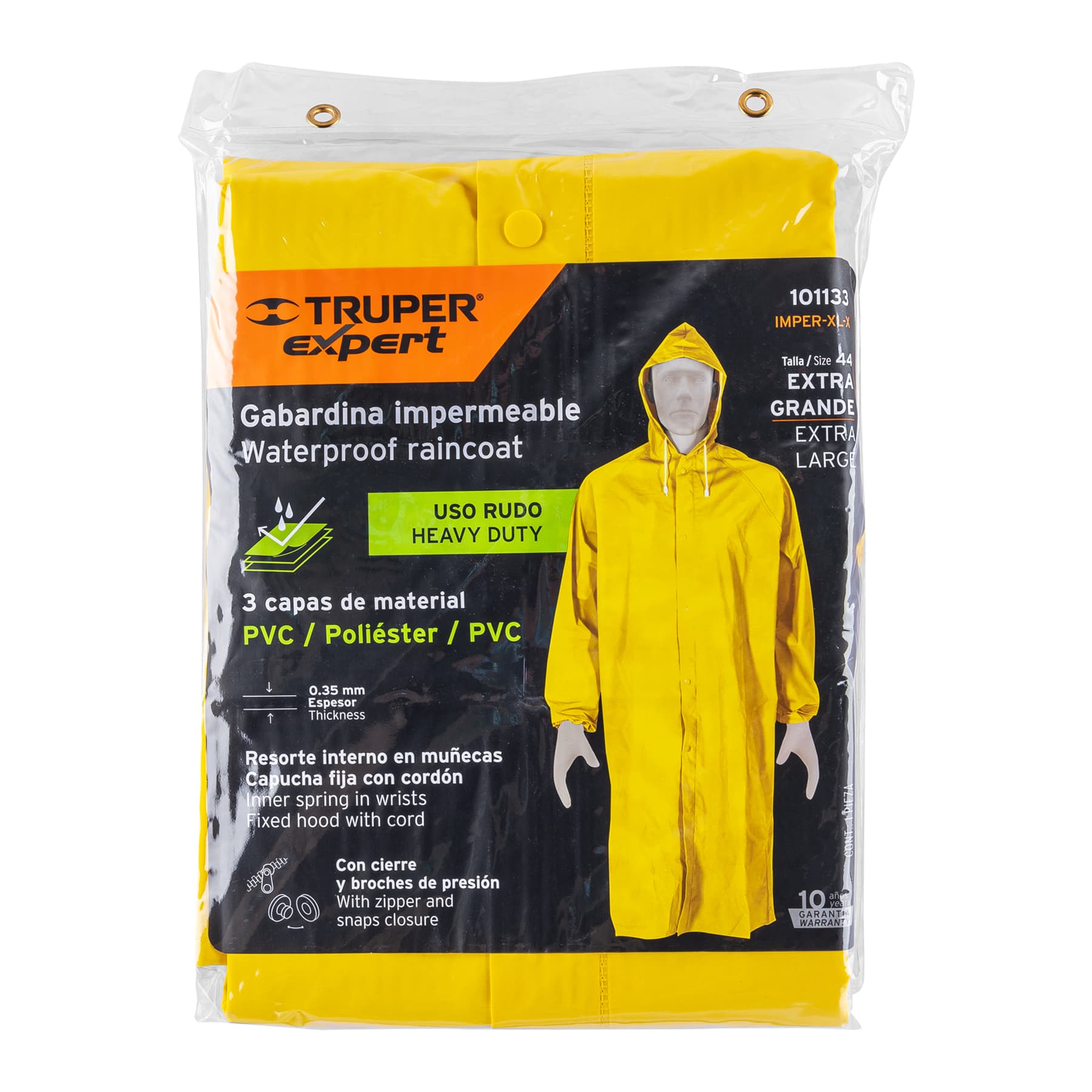 Gabardina Impermeable Triple Capa Truper Expert Talla Extra Grande
