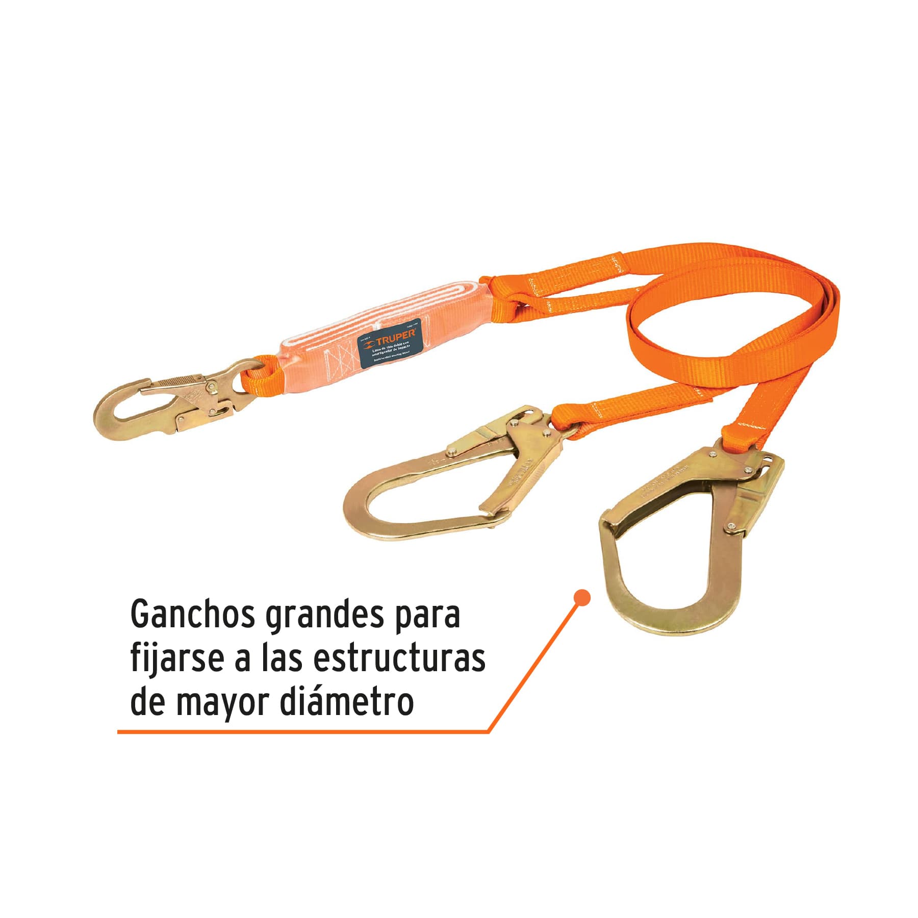 Linea de Vida con Absorbedor de Impacto Doble Brazo Gancho Grande ANSI Truper