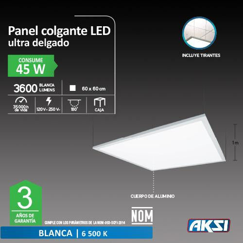 Panel Colgante de LED 60X60 cms 45 Watts Luz Blanca Aksi