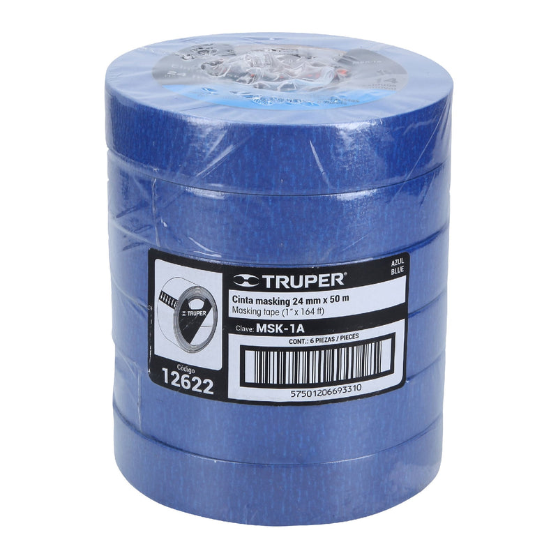 Masking Tape Color Azul Truper 24 mm X 50 mts