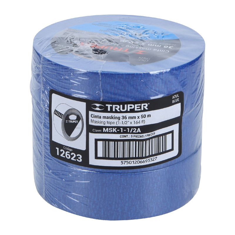 Masking Tape Color Azul Truper 36 mm X 50 mts