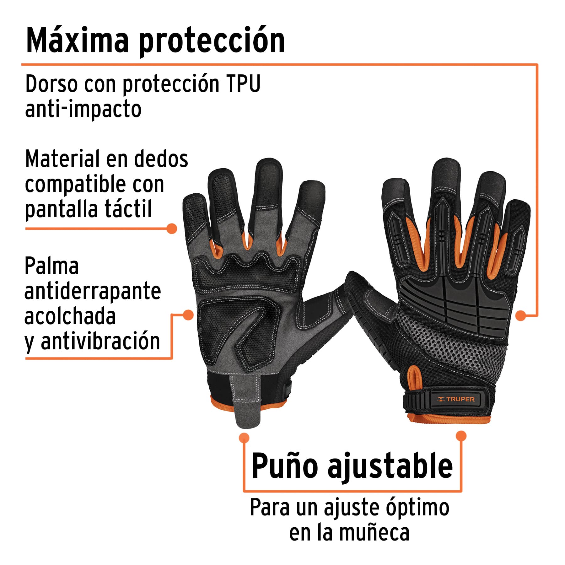 Guantes para Mecanico Anti Impacto Unitalla Truper Expert