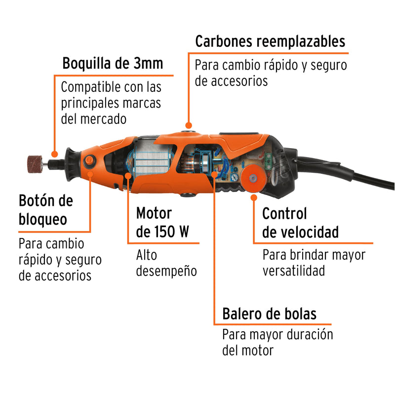 Moto Tool 150 Watts con Estuche Truper Profesional