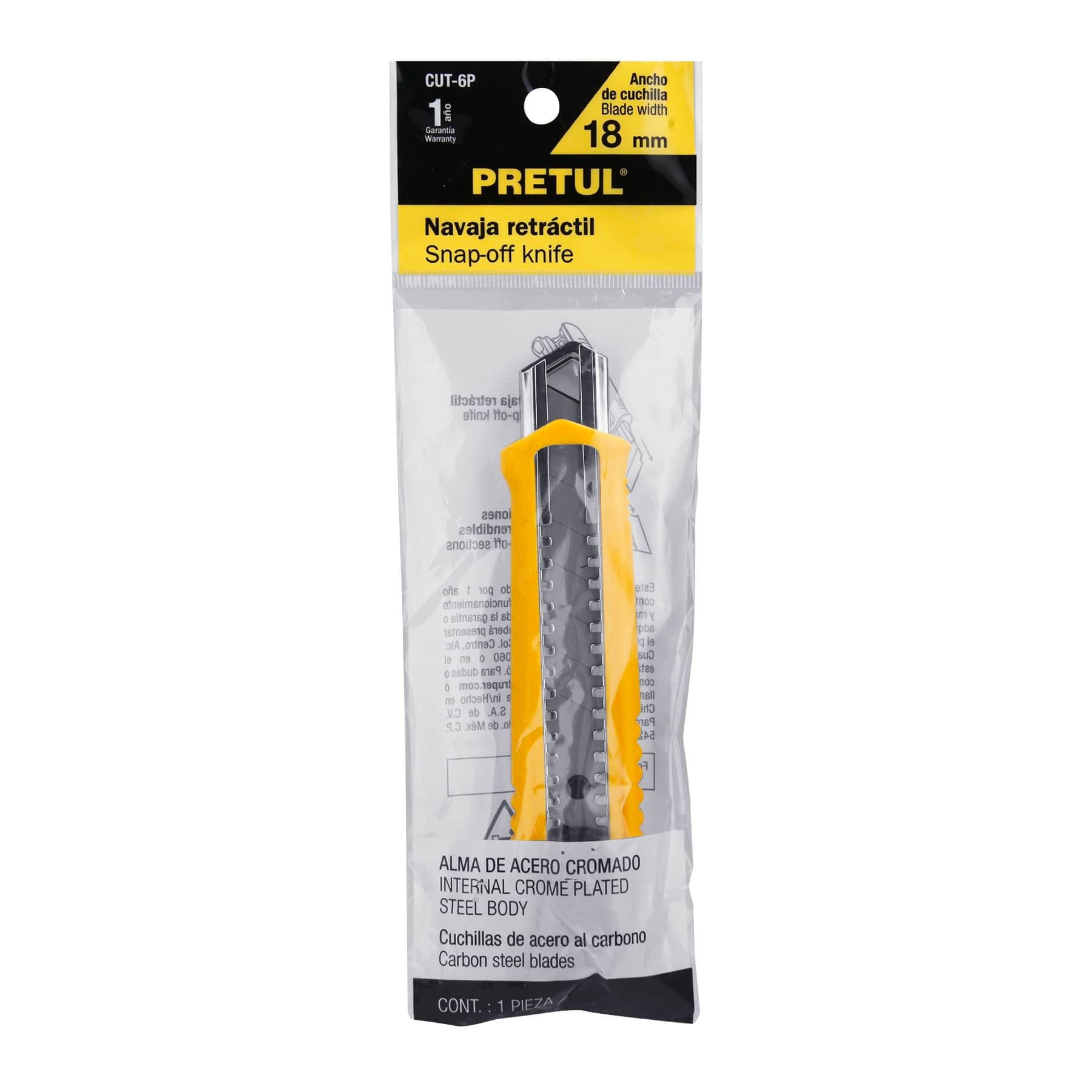 Cutter 18 mm Cuerpo de Plastico Alma Metalica Pretul