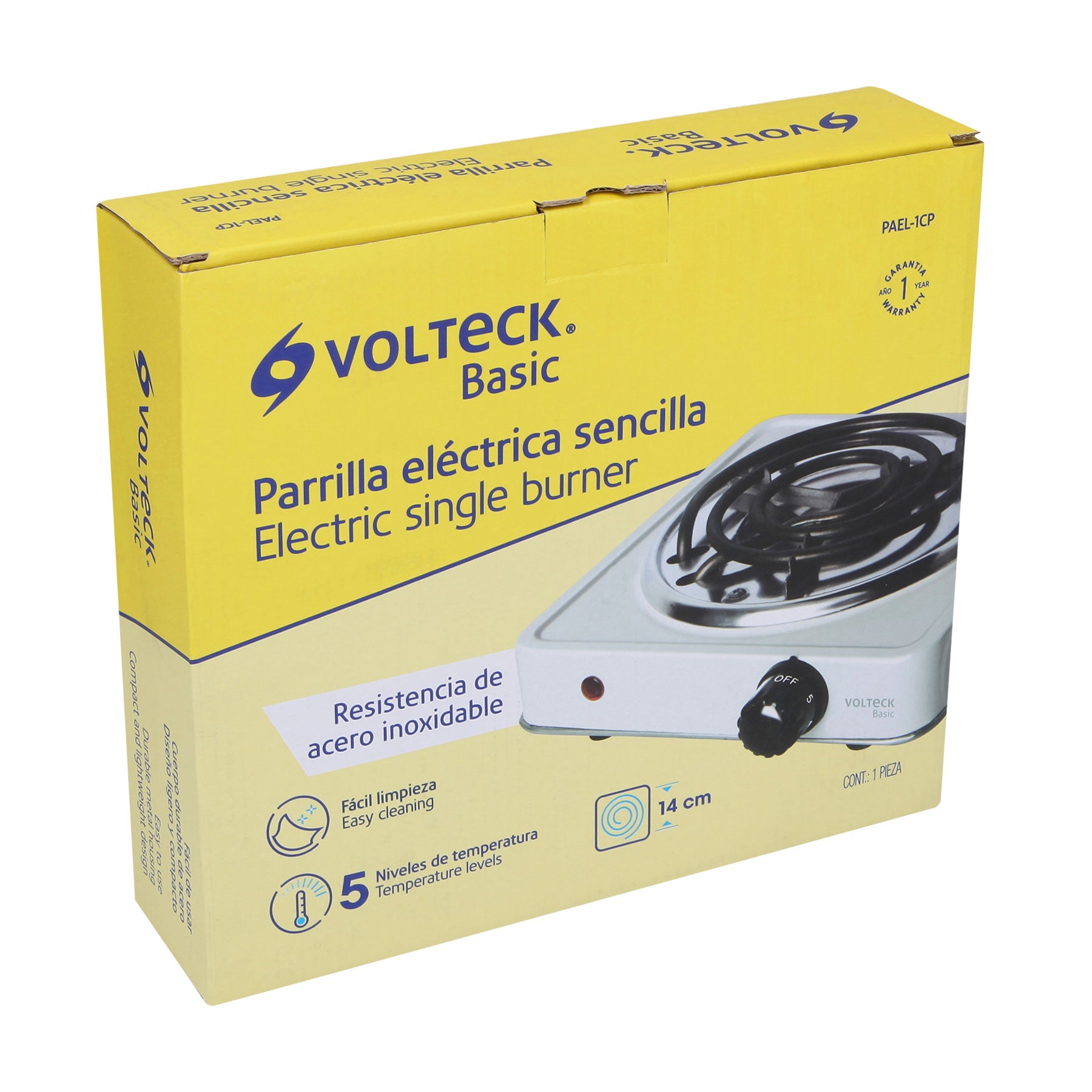 Parrilla Electrica 1 Quemador Cuadrada Volteck Basic