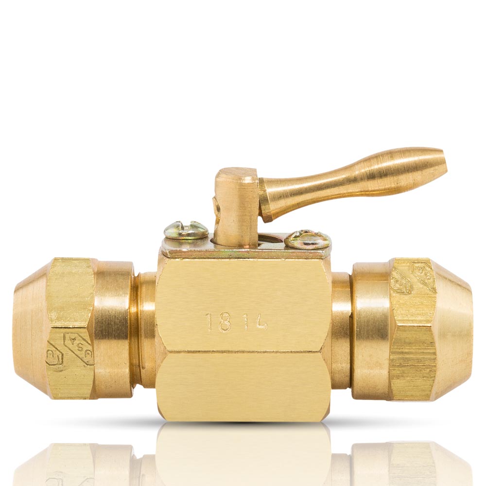 Valvula de Paso para Gas 3/8" Flare X 3/8" Flare con Tuercas Conicas IUSA