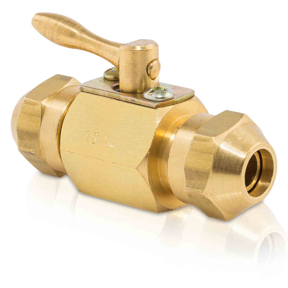 Valvula de Paso para Gas 3/8" Flare X 3/8" Flare con Tuercas Conicas IUSA