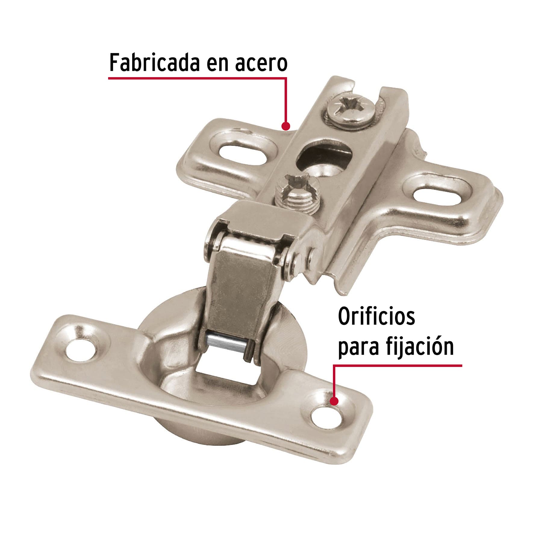 Bisagra Bidimensional Cobertura Media  95° Hermex