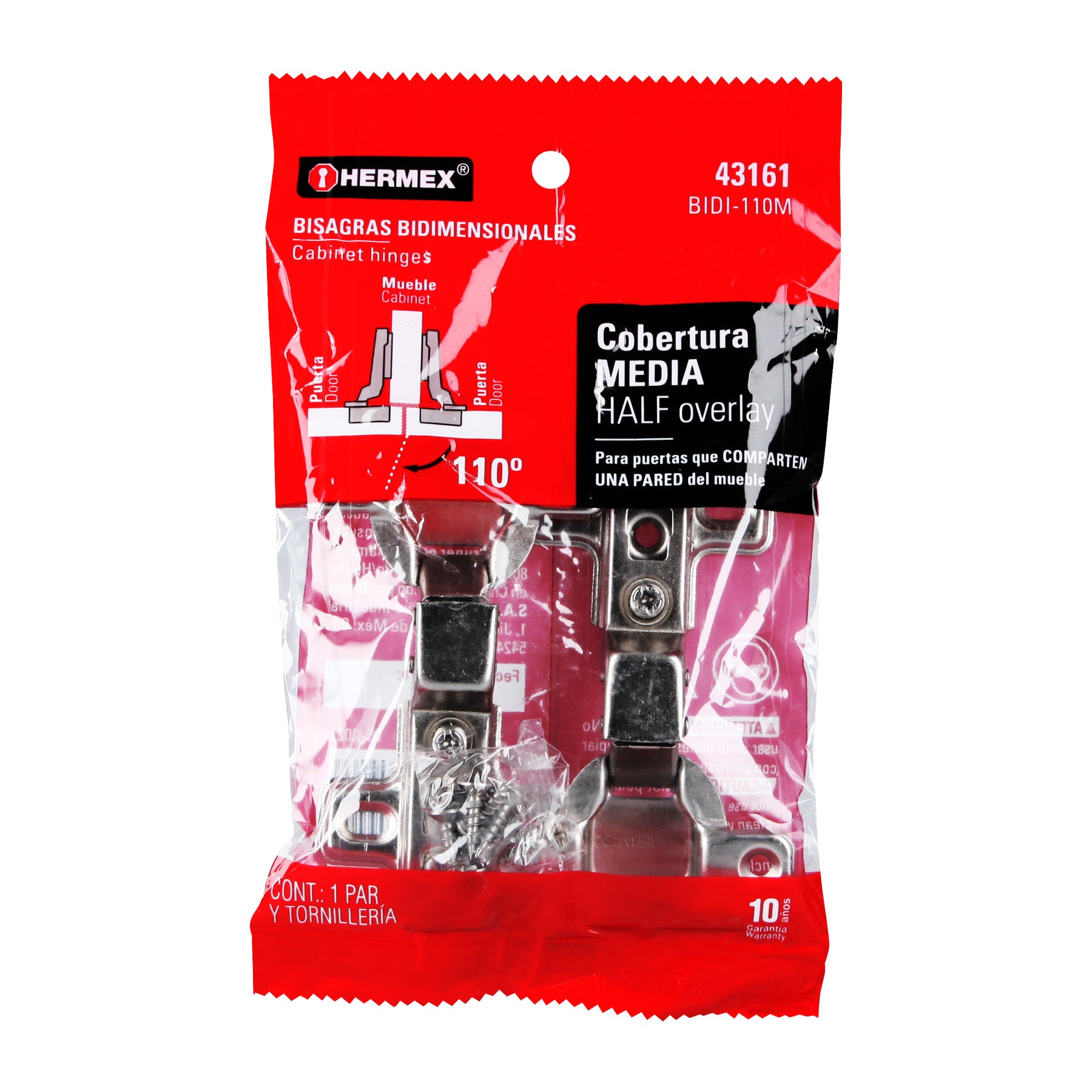 Bisagra Bidimensional Cobertura Media 110° Hermex