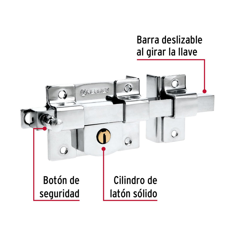 Cerradura de Barra Fija Llave Estandar Hermex Derecha