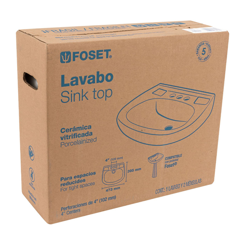 Lavabo Ceramico con Rebosadero Blanco Foset