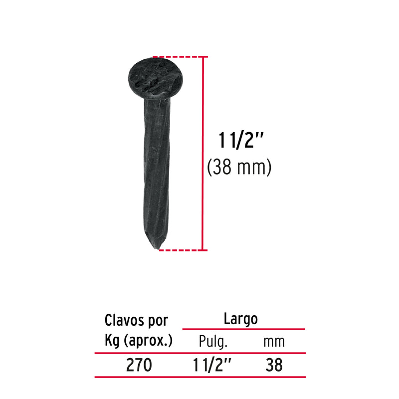 Clavo Negro para Concreto 1"1/2 (38 mm) Fiero