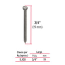 Clavo sin Cabeza Alfilerillo 3/4" (19 mm) Fiero 100 Gramos