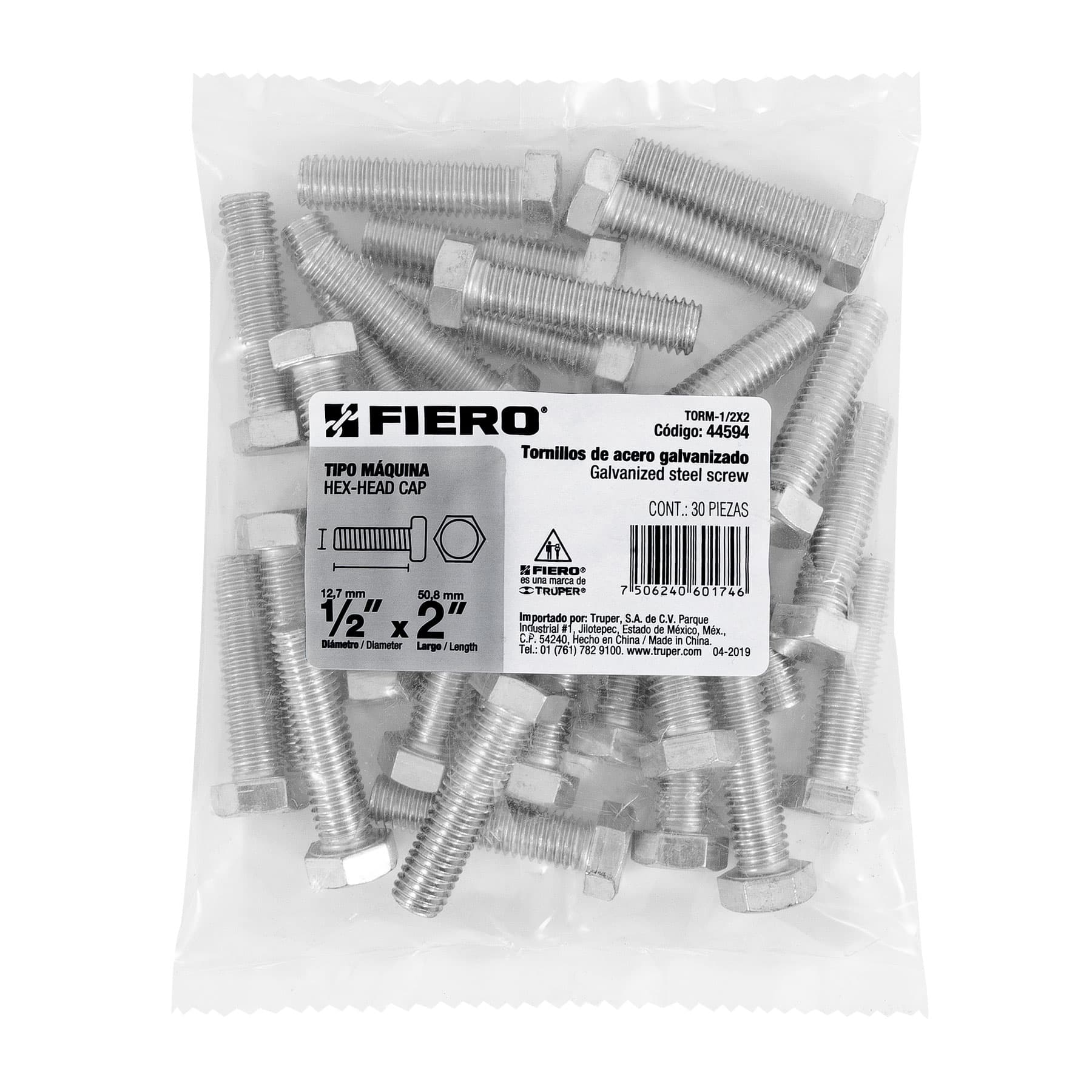 Tornillo Cabeza Hexagonal 1/2" (13 mm) X 2" Fiero