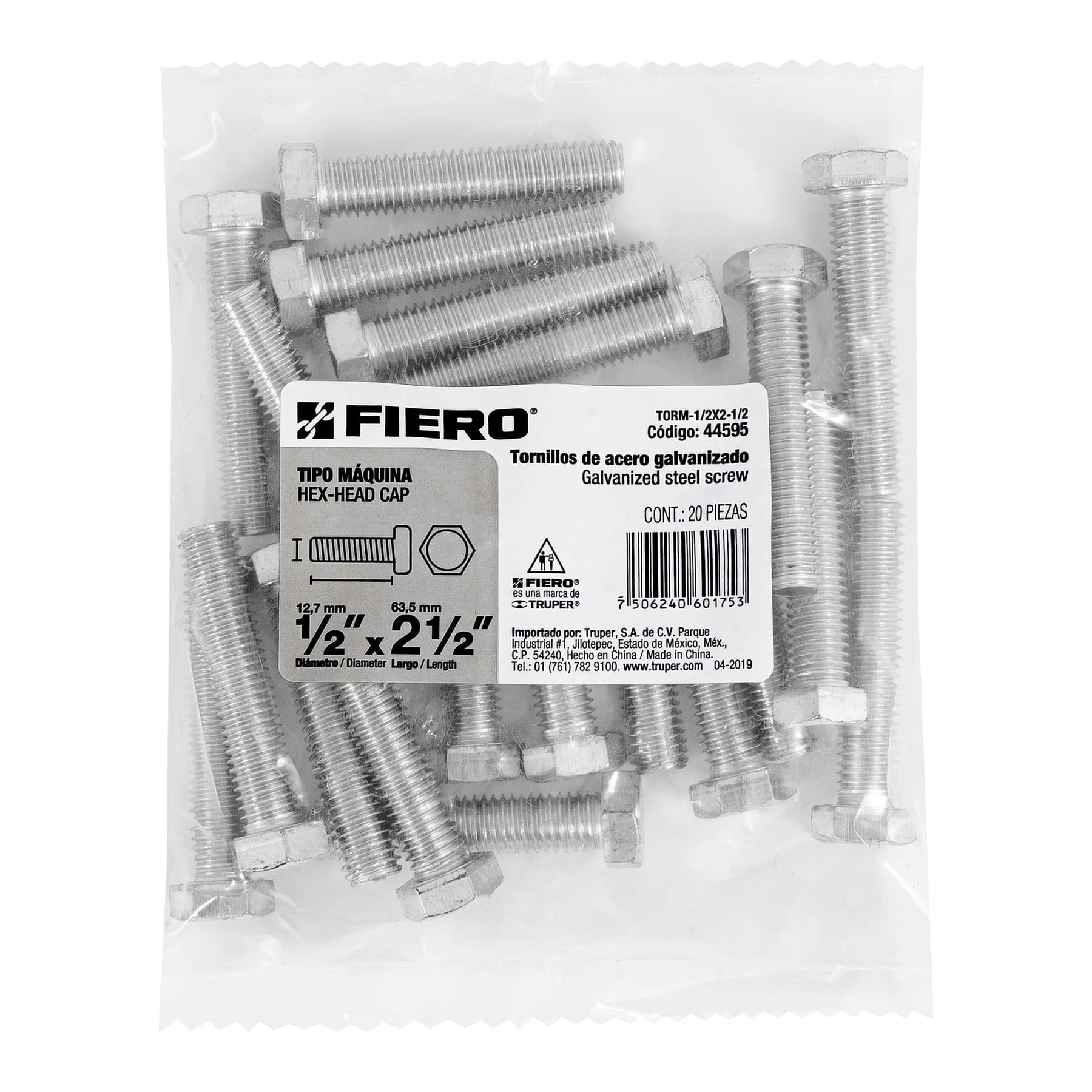 Tornillo Cabeza Hexagonal 1/2" (13 mm) X 2"1/2 Fiero