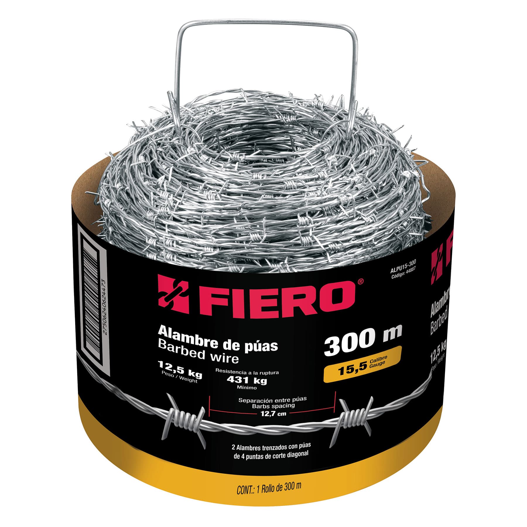 Alambre de Puas Calibre 15 Rollo 300 Metros Fiero