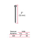 Clavo con Cabeza Standard 2" (50 mm) Fiero 500 gms