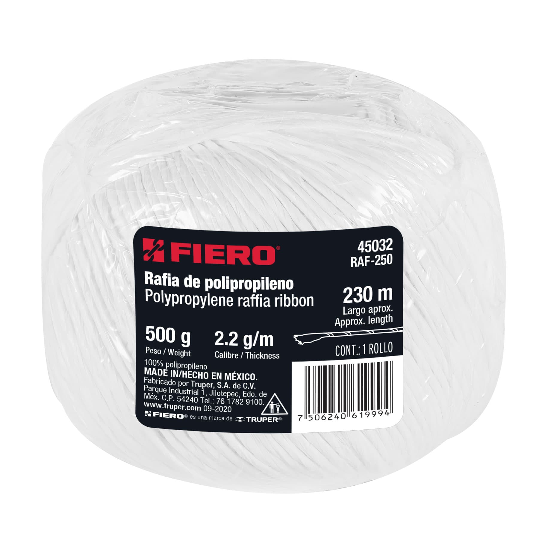Rafia Color Blanco Rollo de  500 gms Fiero