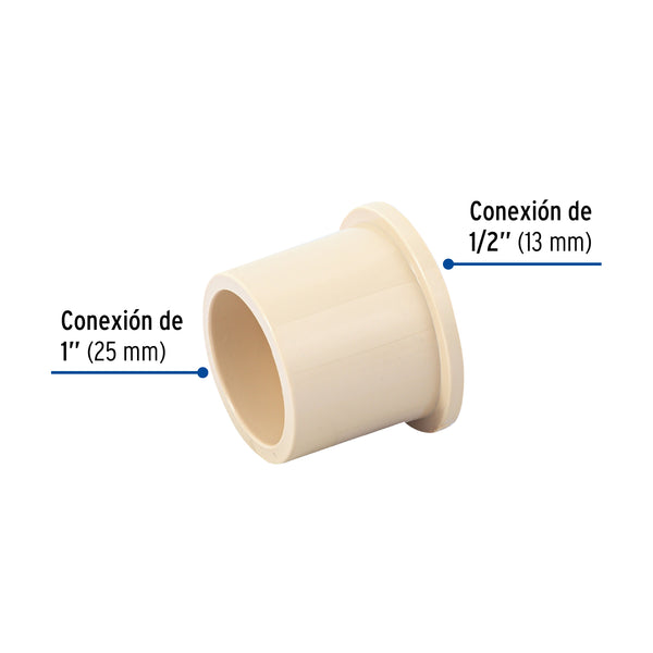 Reduccion Bushing CPVC Hidroflow 1" (25 mm) x 1/2" (13 mm)