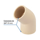 Codo CPVC 45° x 3/4" (19 mm) Hidroflow