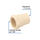 Conector Interior CPVC Hidroflow 1" (25 mm)
